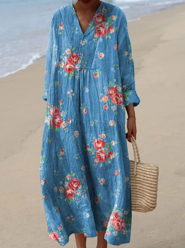 NAIMY | VINTAGE LOVELY FLORAL PATTERN ART PRINT DRESS