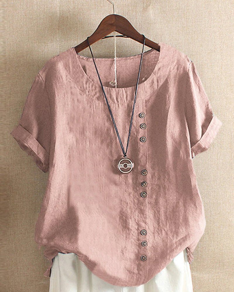 Peyton | Linen Blend Button-Detail Blouse