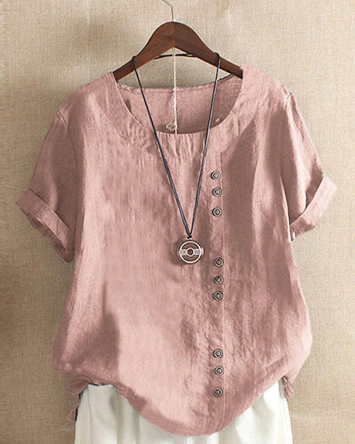 Peyton | Linen Blend Button-Detail Blouse