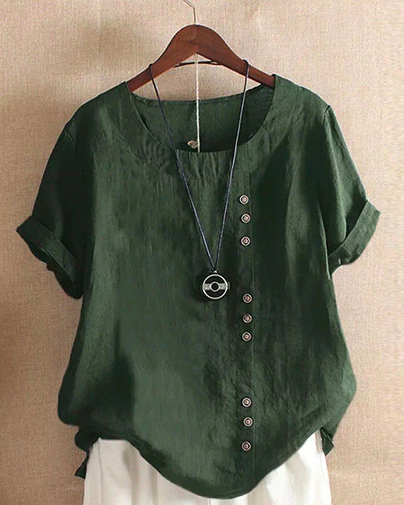Peyton | Linen Blend Button-Detail Blouse