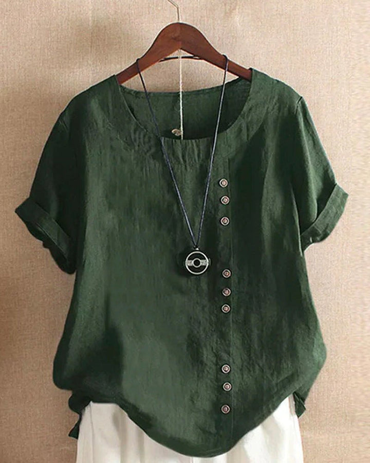 Peyton | Linen Blend Button-Detail Blouse