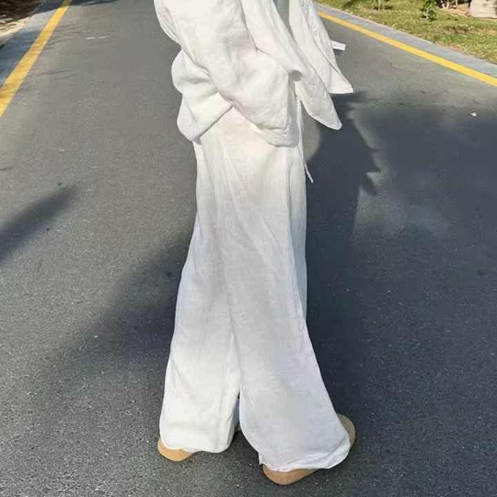 CAVELLA | HIGH-WAIST DRAWSTRING WIDE-LEG TROUSERS