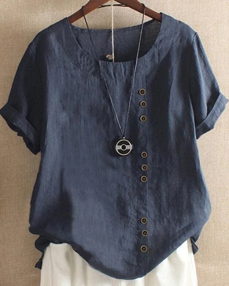Peyton | Linen Blend Button-Detail Blouse
