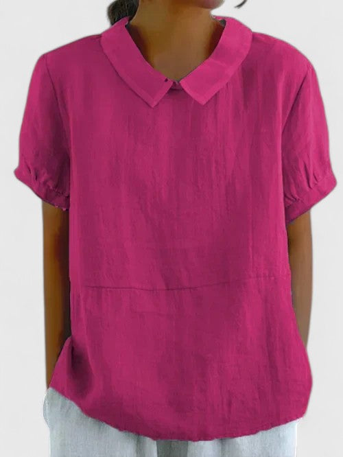 Renee | Peter Pan Collar Linen Blend Top