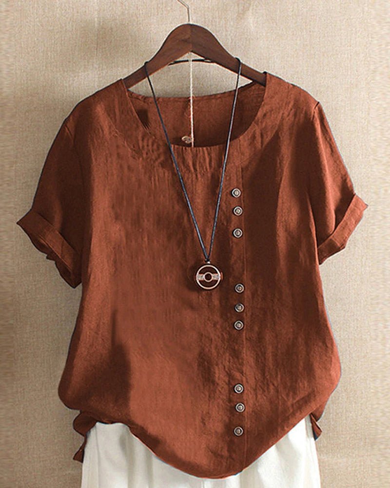 Peyton | Linen Blend Button-Detail Blouse