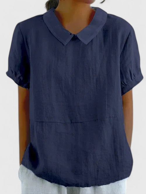 Renee | Peter Pan Collar Linen Blend Top