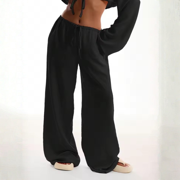 CAVELLA | HIGH-WAIST DRAWSTRING WIDE-LEG TROUSERS