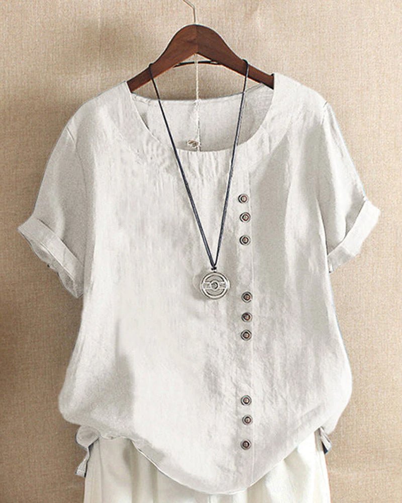 Peyton | Linen Blend Button-Detail Blouse