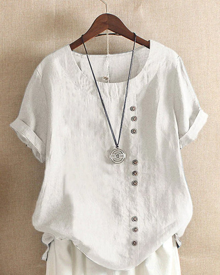 Peyton | Linen Blend Button-Detail Blouse