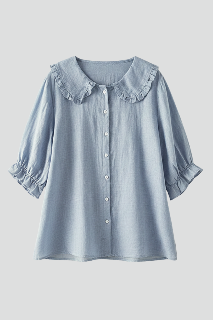 Megan | Ruffle Collar Striped Blouse
