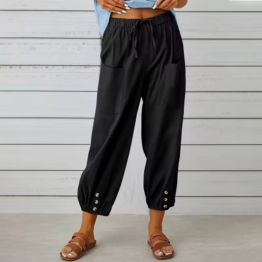 SELVERA | HIGH-WAIST WIDE-LEG TROUSERS