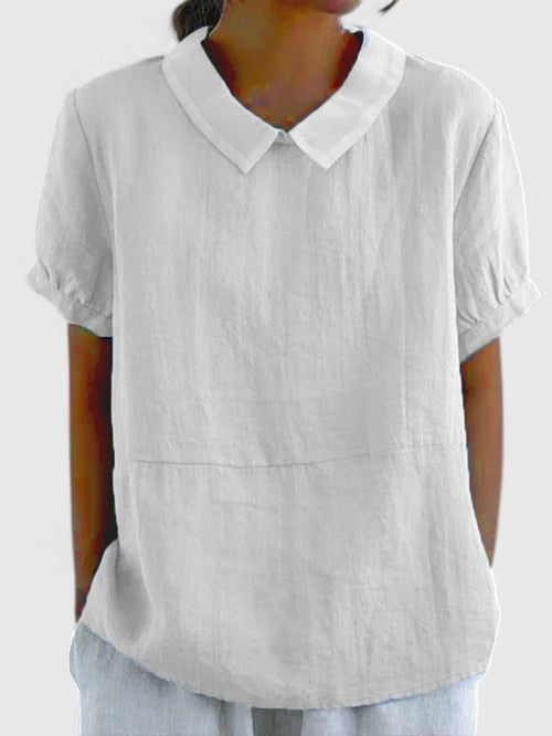 Renee | Peter Pan Collar Linen Blend Top