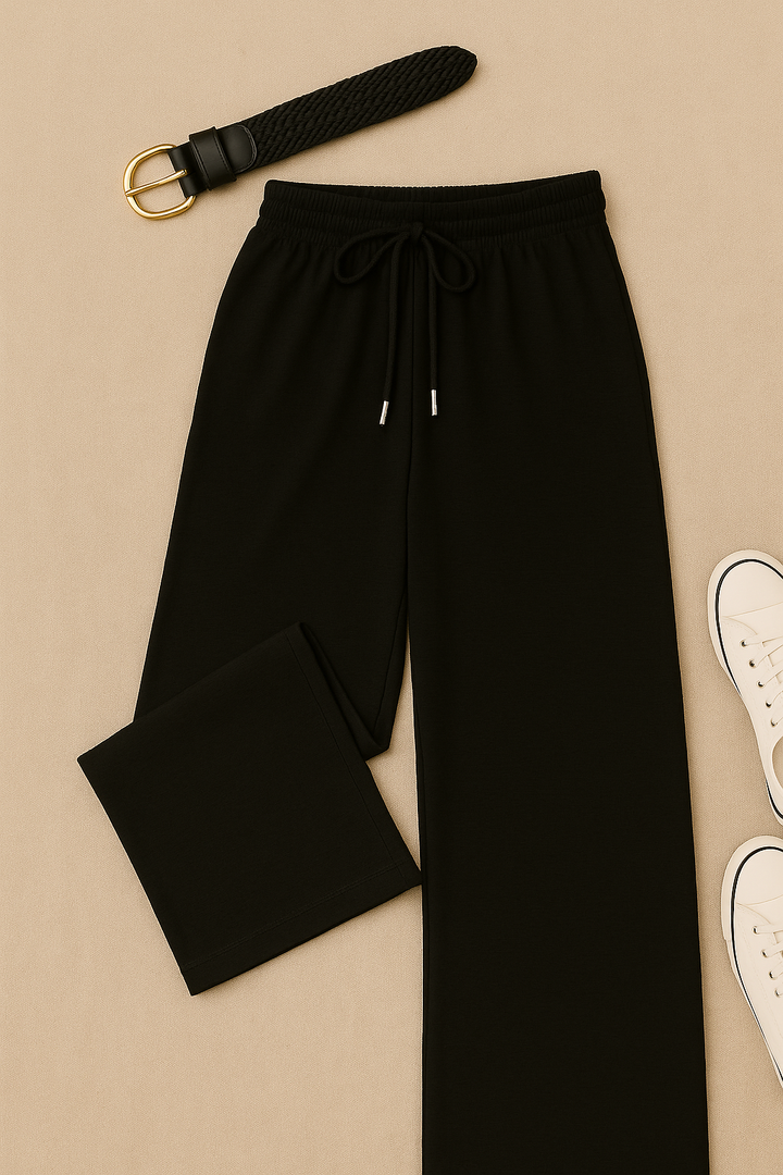 Women’s Trousers – High-Waisted Wide-Leg, Linen-Look Elegance