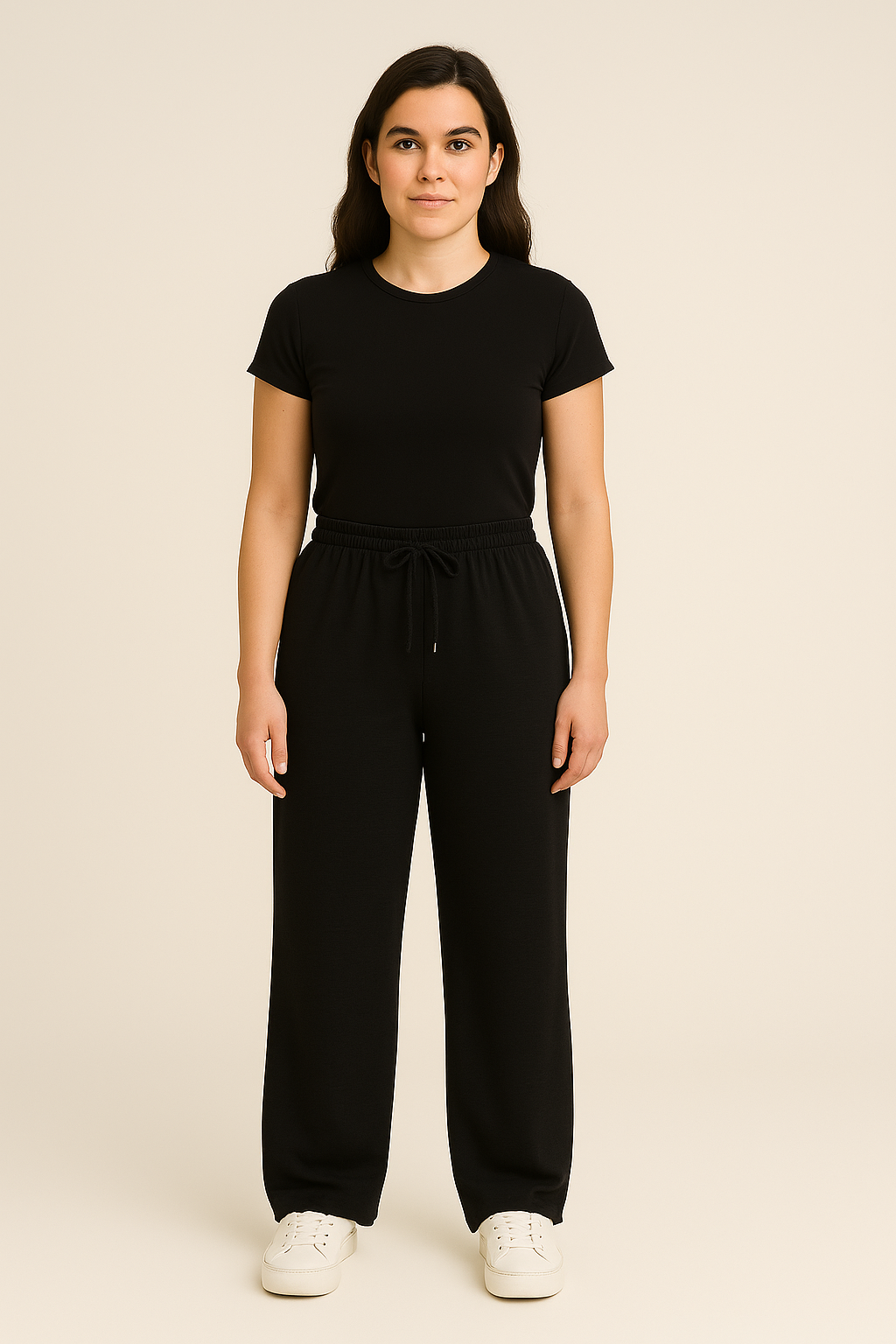 Women’s Trousers – High-Waisted Wide-Leg, Linen-Look Elegance