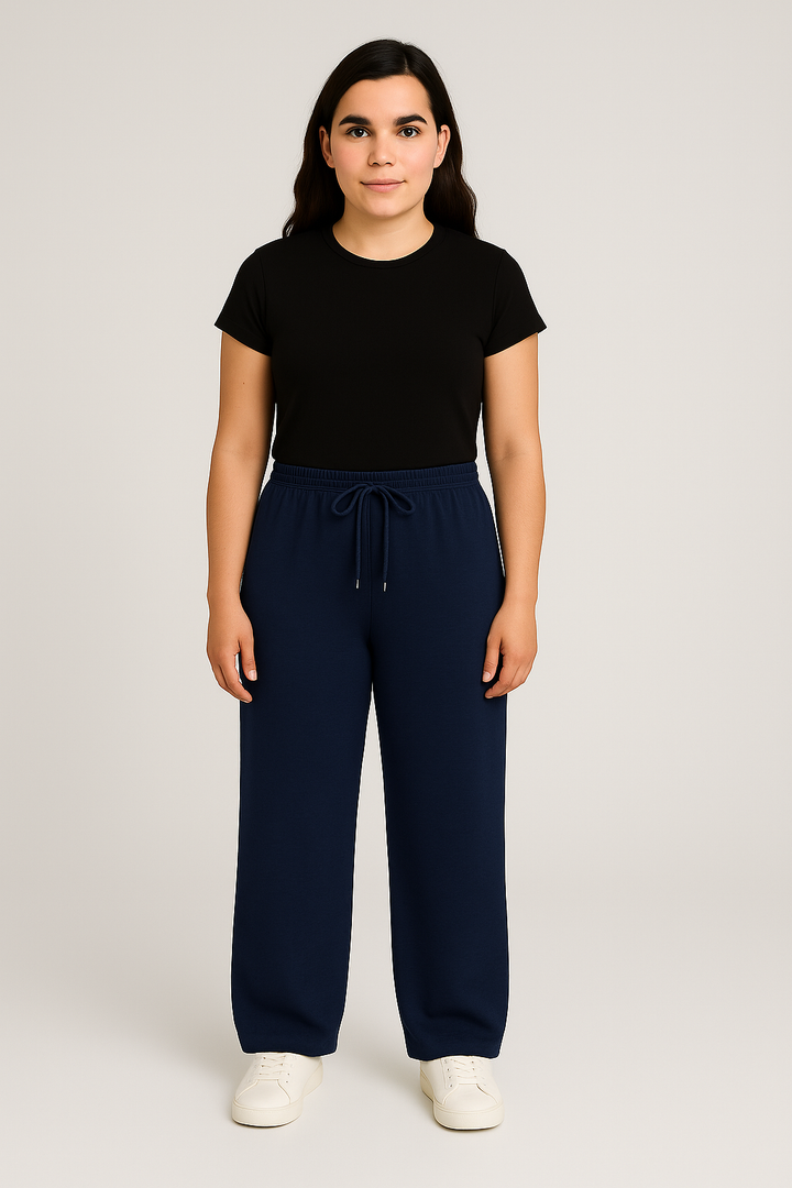 Women’s Trousers – High-Waisted Wide-Leg, Linen-Look Elegance