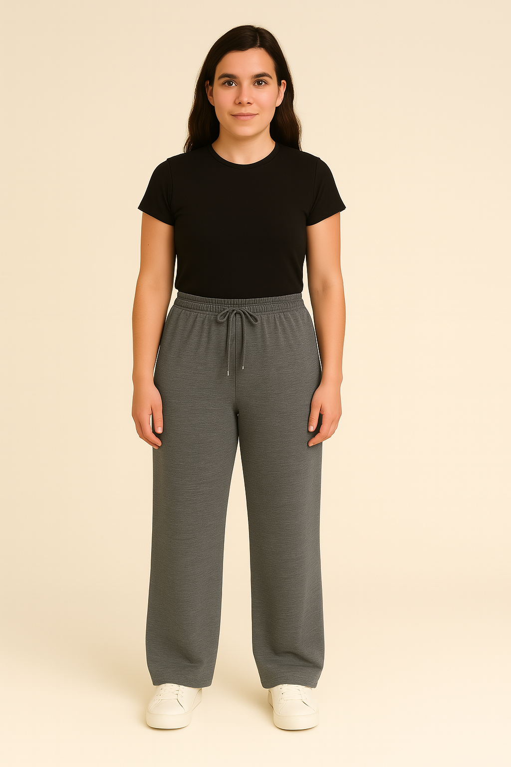 Women’s Trousers – High-Waisted Wide-Leg, Linen-Look Elegance