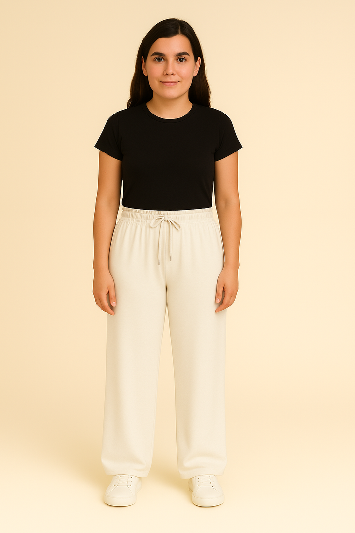 Women’s Trousers – High-Waisted Wide-Leg, Linen-Look Elegance