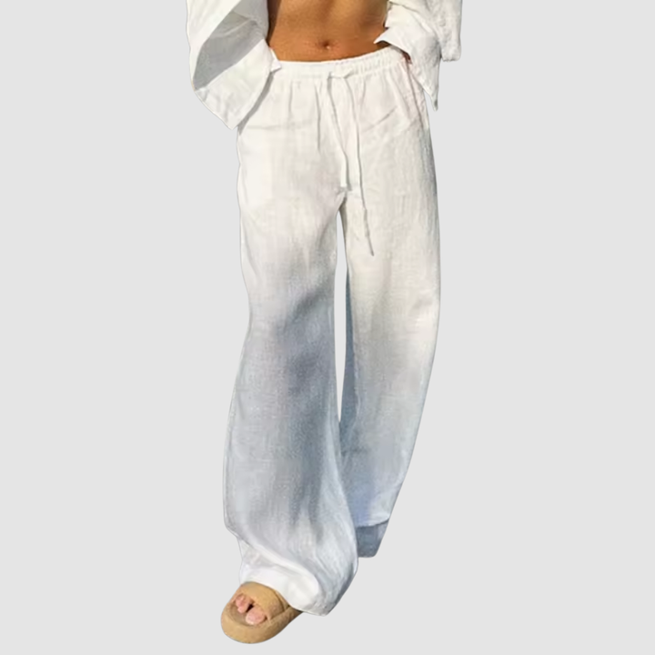 CAVELLA | HIGH-WAIST DRAWSTRING WIDE-LEG TROUSERS