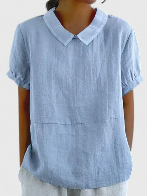 Renee | Peter Pan Collar Linen Blend Top