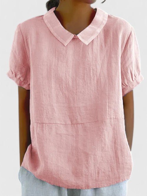 Renee | Peter Pan Collar Linen Blend Top