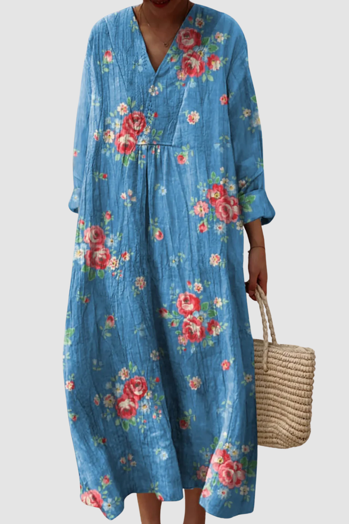 NAIMY | VINTAGE LOVELY FLORAL PATTERN ART PRINT DRESS