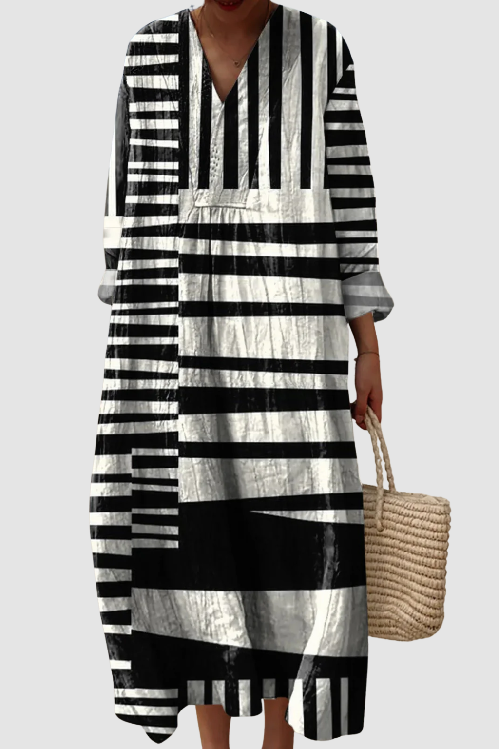 JANE | ABSTRACT STRIPE PATTERN PRINTED WOMEN’S DRESS