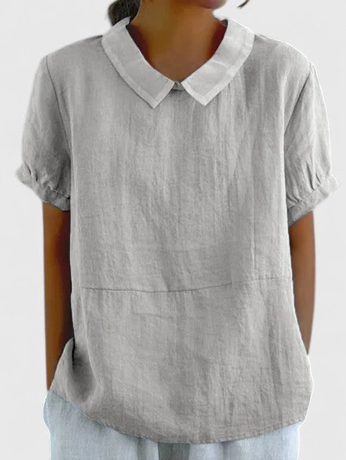 Renee | Peter Pan Collar Linen Blend Top